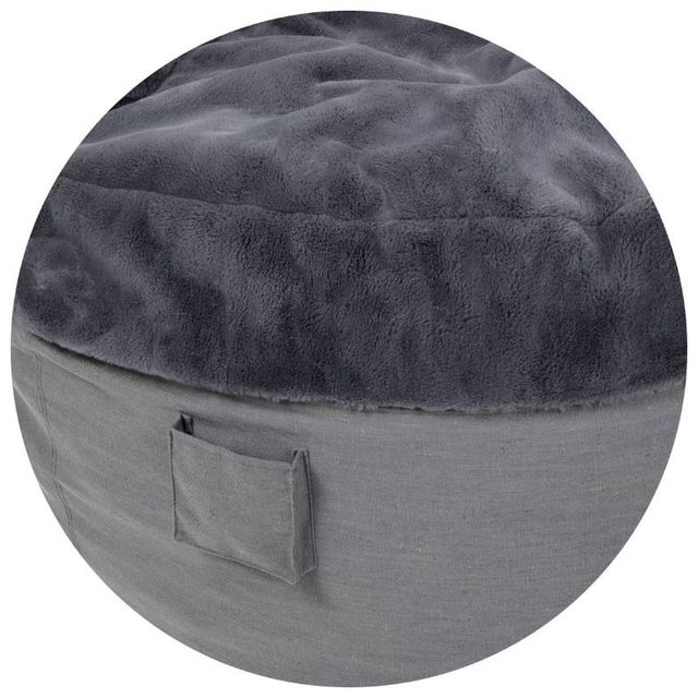 CordaRoy's® Nest Charcoal Bunny Fur Full Bean Bag Cover with Pillow-0