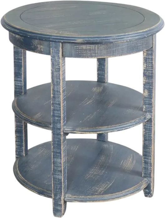 Sunny Designs™ Marina Ocean Blue Round Side Table-0