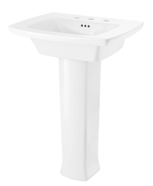 American Standard Edgemere White 8" Widespread Pedestal Sink Top and Leg Combination-2