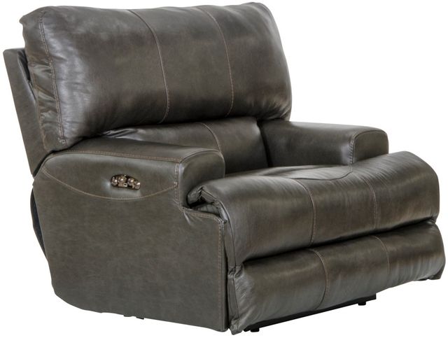 Catnapper® Wembley Steel Leather Power Lay Flat Recliner with Power Adjustable Headrest and Lumbar Support
