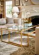 Chelsea House Pam Cain 2-Piece Glass Top Nested Cocktail Tables with Gold Leaf Frame-2