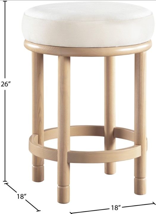 Meridian Furniture Monette Cream/Natural Upholstered Counter Stool-4