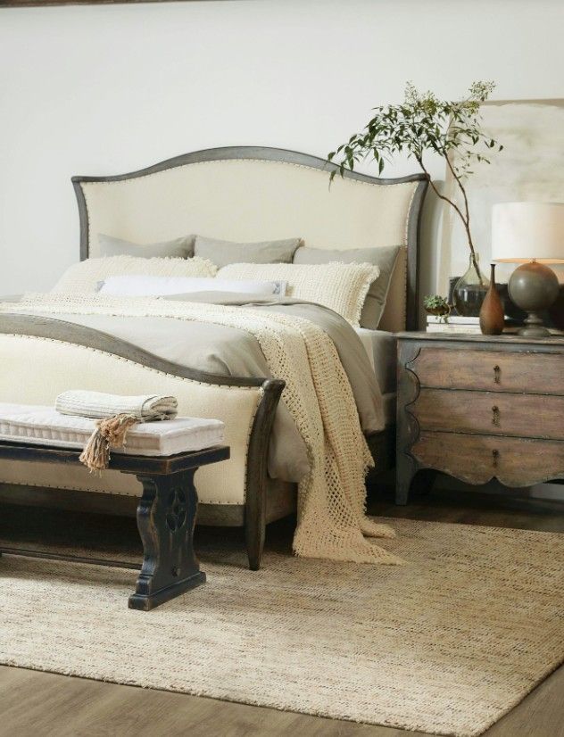 Hooker® Furniture Ciao Bella Speckled Gray/Tuscan White King Upholstered Panel Bed-1