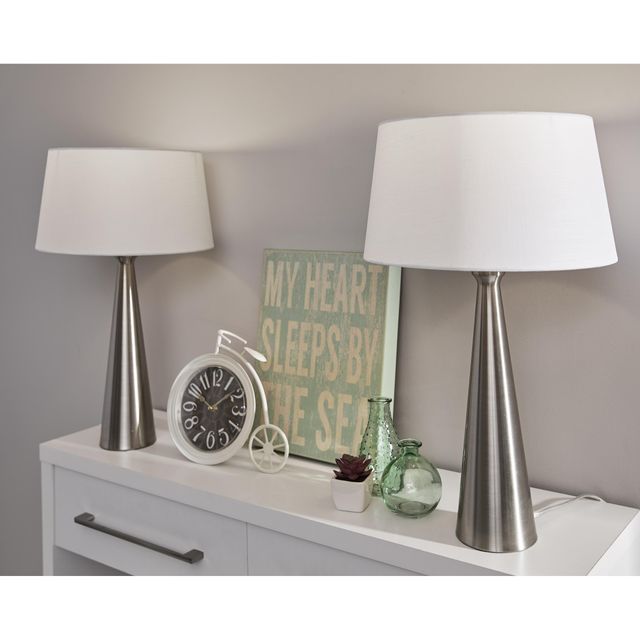 Adesso® Lucy Brushed Steel 2 Piece Table Lamp Bonus Pack-1