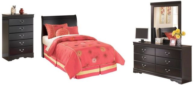 Signature Design by Ashley® Huey Vineyard 3-Piece Black Twin Sleigh Headboard Set-0