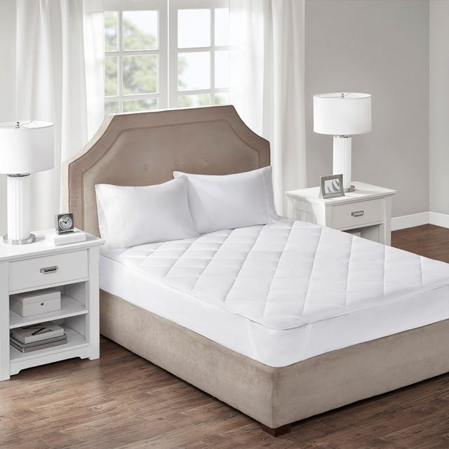 Olliix by Sleep Philosophy White King Cooling and Warm Reversible Mattress Pad-1