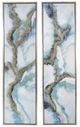 A & B Home 2-Piece Blue/Gold/White Cloud Elongated Framed Set-1