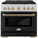ZLINE Autograph Edition Paramount Series 36" Stainless Steel Pro Style Dual Fuel Range with Matte Black Door and  Champagne Bronze Accents-0