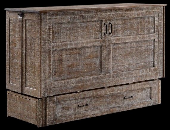 Night & Day Furniture™ Poppy White Bark Queen Murphy Cabinet Bed-0