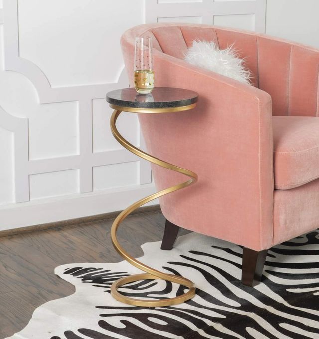 Powell® Gigi Black Spiral Drink Table with Gold Base-3