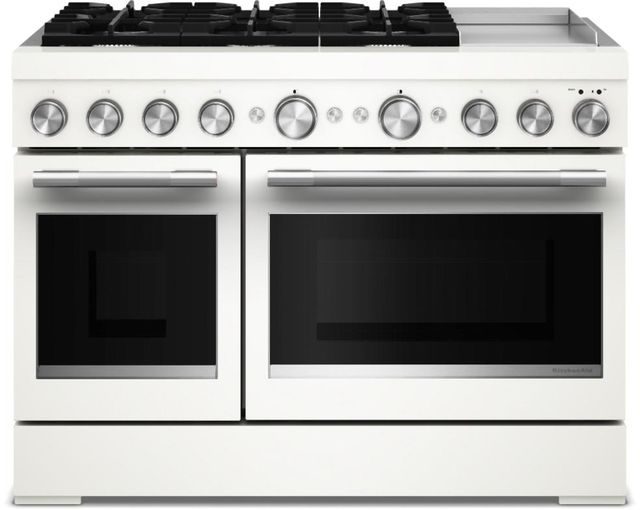 KitchenAid® 48” White Pro-Style Dual Fuel Gas Range with Griddle-4