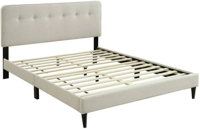 Bernards Amelia Beige Upholstered Queen Panel Bed-0