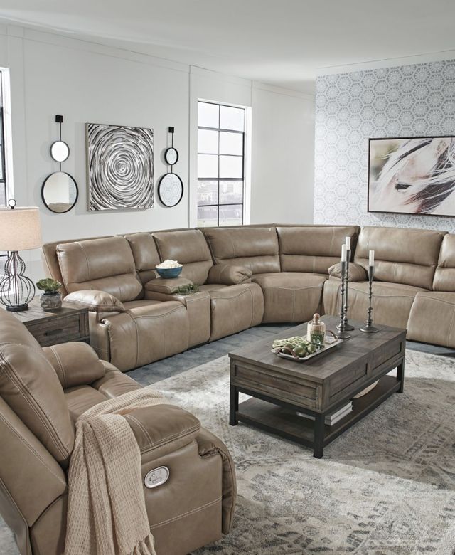 Signature Design by Ashley® Ricmen 3-Piece Putty Power Reclining Sectional-3