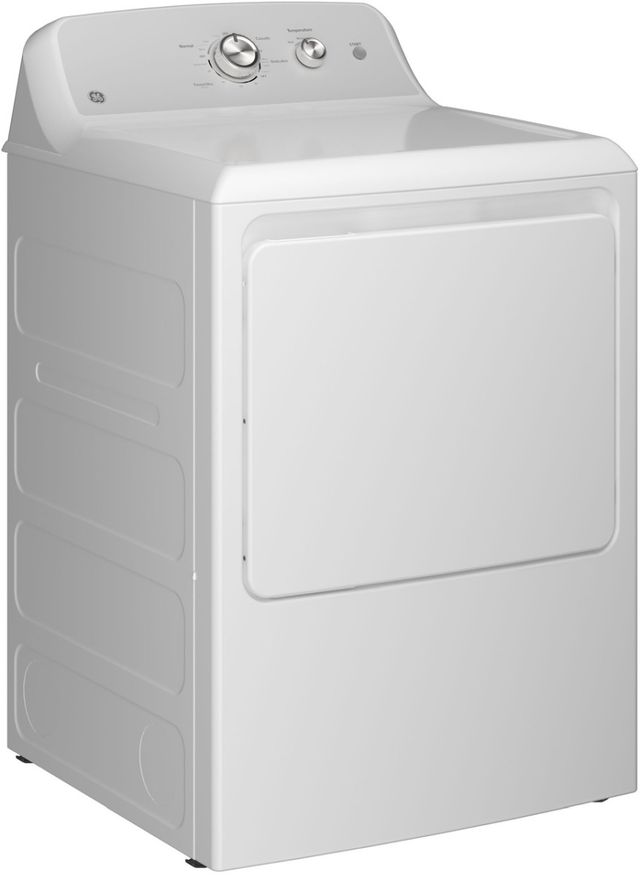 GE® 7.2 Cu. Ft. White Electric Dryer with Silver Matte Backsplash  -3