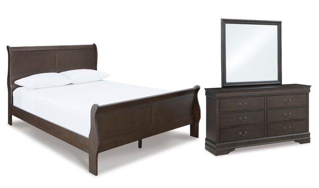 Signature Design by Ashley® Leewarden 3-Piece Dark Brown Queen Sleigh Bed Set-0