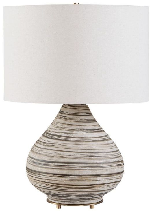 Uttermost® Azura Bone Ivory/Dark Chocolate Horizontal Line Table Lamp-0