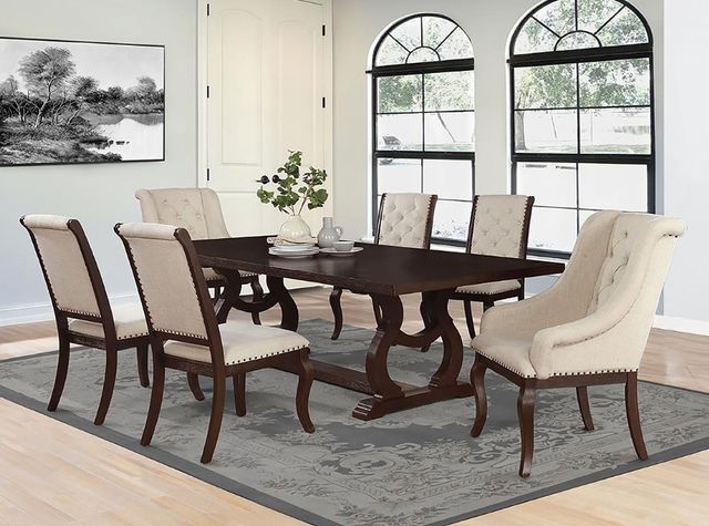 Coaster® Brockway 7-Piece Antique Java/Cream Trestle Dining Set-1