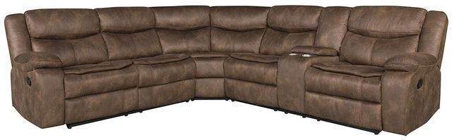 American Wholesale Furniture Dorado 3-Piece Walnut Manual Reclining Curved Sectional-0