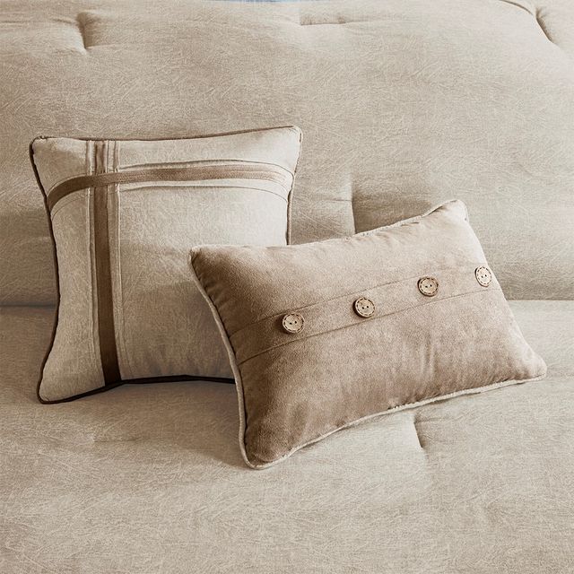 Olliix by Madison Park Boone 7 Piece Tan King Faux Suede Comforter Set-4