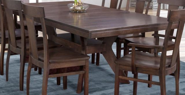 Urban Collections by Yutzy Woodworking Estate Brown 36”x52” Double Pedestal Dining Table with 1 Leaf-0