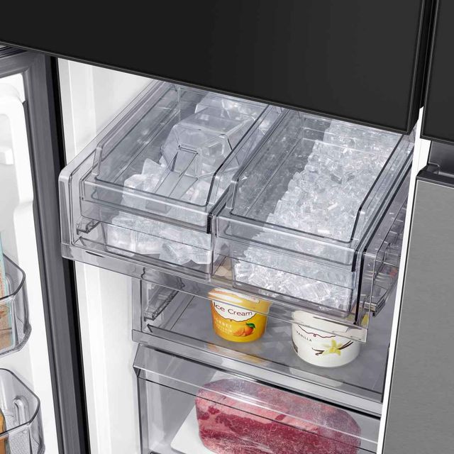 Samsung Bespoke 28.6 Cu. Ft. Charcoal Glass Top and Family Hub™+ Panels with Stainless Steel Bottom Panel French Door Refrigerator-3