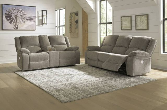 Signature Design by Ashley® Draycoll 2-Piece Pewter Power Reclining Living Room Set-3
