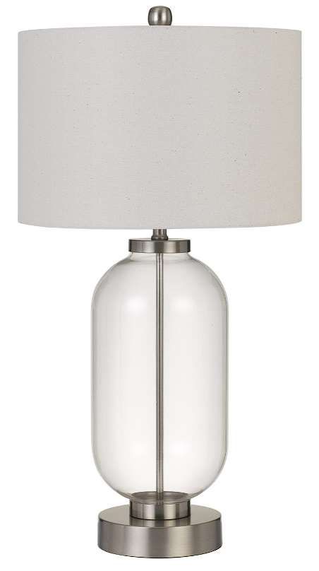 Cal® Lighting & Accessories Sycamore Brushed Steel/Clear Glass Table Lamp-0