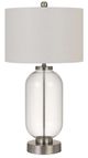 Cal® Lighting & Accessories Sycamore Brushed Steel/Clear Glass Table Lamp-0