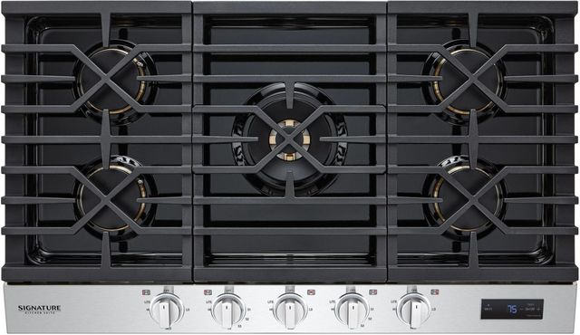Signature Kitchen Suite 36" Stainless Steel Natural Gas Cooktop with Black Porcelain Coated Burner Pan