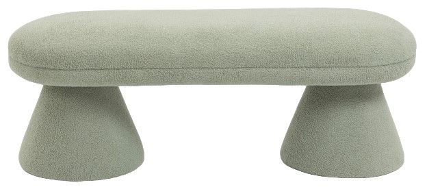 Meridian Furniture Drum Mint Faux Shearling Teddy Fabric Upholstered Bench-1
