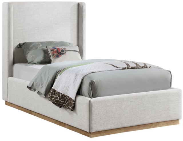 Meridian Furniture Flynn Cream Youth Twin Upholstered Panel Bed-0