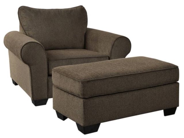 Benchcraft® Nesso 2-Piece Walnut Chair and Ottoman Set-0