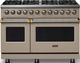 Viking® 5 Series 48" Nantucket Pro Style Dual Fuel (NG) Range with Brushed Brass Trim-0