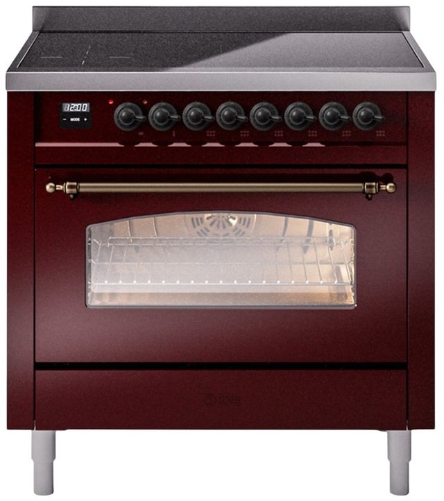 Ilve® Nostalgie II Series 36" Burgundy Pro Style Induction Range-0