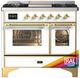 Ilve® Majestic III 40" Custom Pro Style Dual Fuel Liquid Propane Range with Triple Glass Door and Brass Trim-0