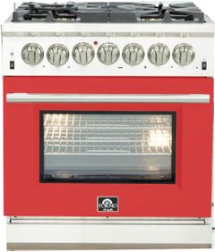 FORNO® Alta Qualita 30" Stainless Steel Pro Style Dual Fuel Range with Red Door