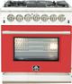 FORNO® Capriasca 30" Stainless Steel Pro Style Dual Fuel Range with Red Door-0
