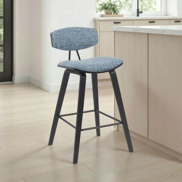 Armen Living Fox 4-Piece Black/Blue Barstool Set-1