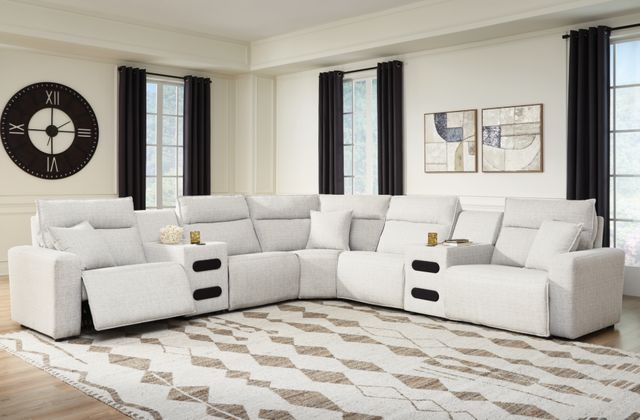 Signature Design by Ashley® Modmax II 7-Piece Stone Power Reclining Curved Sectional with Chaise and Audio Consoles-1