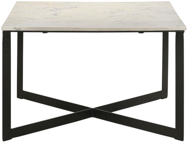 Coaster® Tobin White Coffee Table with Black Base-1
