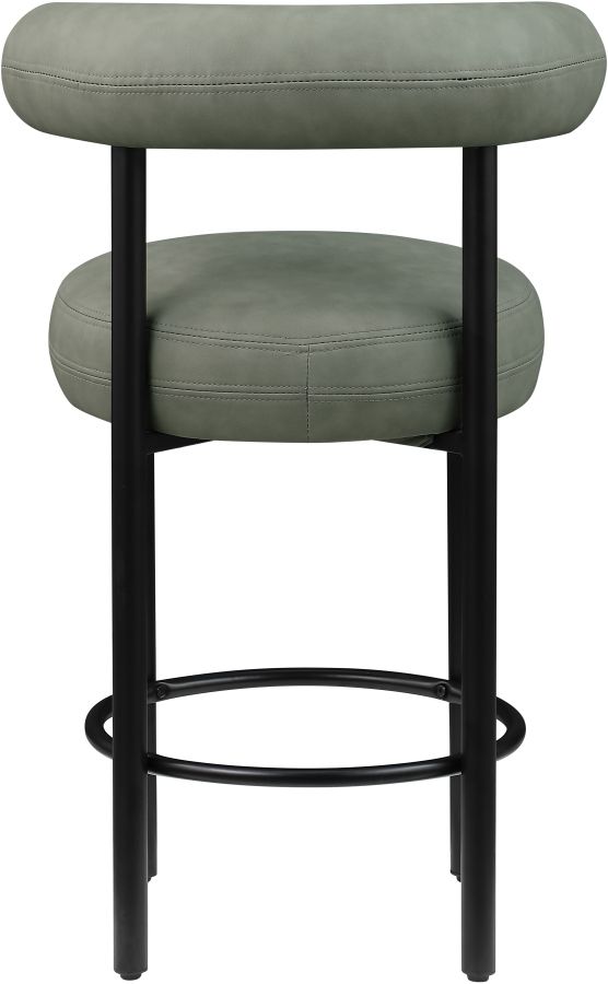 Meridian Furniture Bordeaux Green/Matte Black Vegan Leather Counter Stool-3
