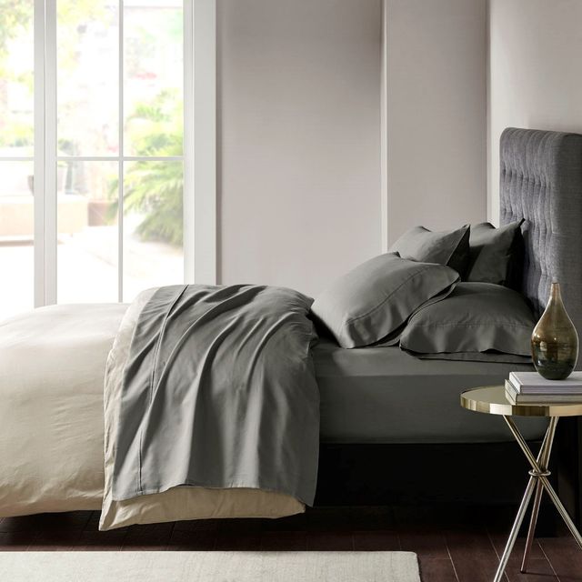 Olliix by Madison Park Charcoal Queen 800 Thread Count Cotton Rich Sateen Sheet Set-3