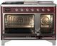 Ilve® Majestic III 48" Burgundy Pro Style Dual Fuel Natural Gas Range with 5 Black Brass Burners and Chrome Trim-1