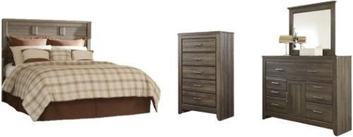 Signature Design by Ashley® Juararo 4-Piece Dark Brown Queen Panel Headboard Bed Set-0