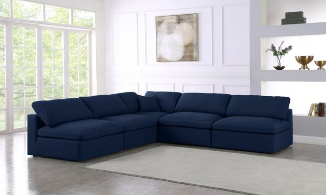 Meridian Furniture Serene 5-Piece Navy Armless Modular Sectional-3
