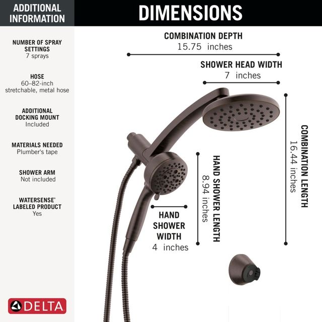 Delta Universal Showering PivotPro™ Venetian Bronze 3-in-1 Combination Shower -2