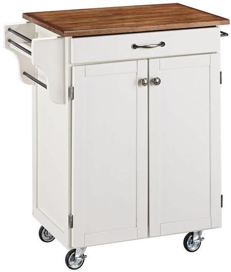 homestyles® Cuisine Cart Medium Oak/White Kitchen Cart-0