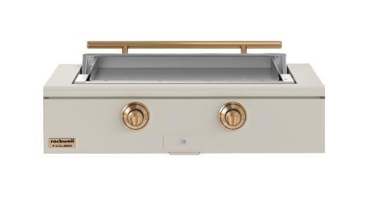 Caliber™ Rockwell Social 42" Antique White Built-In Liquid Propane Outdoor Griddle with Gold Hardware-0