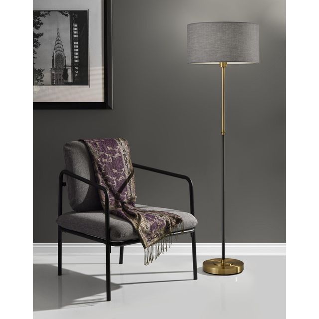 Adesso® Bergen Black/Antique Brass Floor Lamp-2
