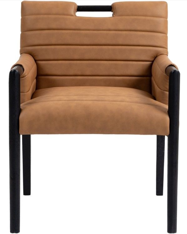 Meridian Furniture Aimee Black/Cognac Leather Dining Arm Chair-1